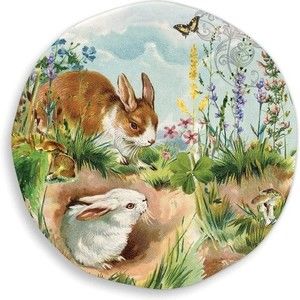 Michel Design Works Melamine Serveware Large Round Platter, Bunny Hollow - NWT